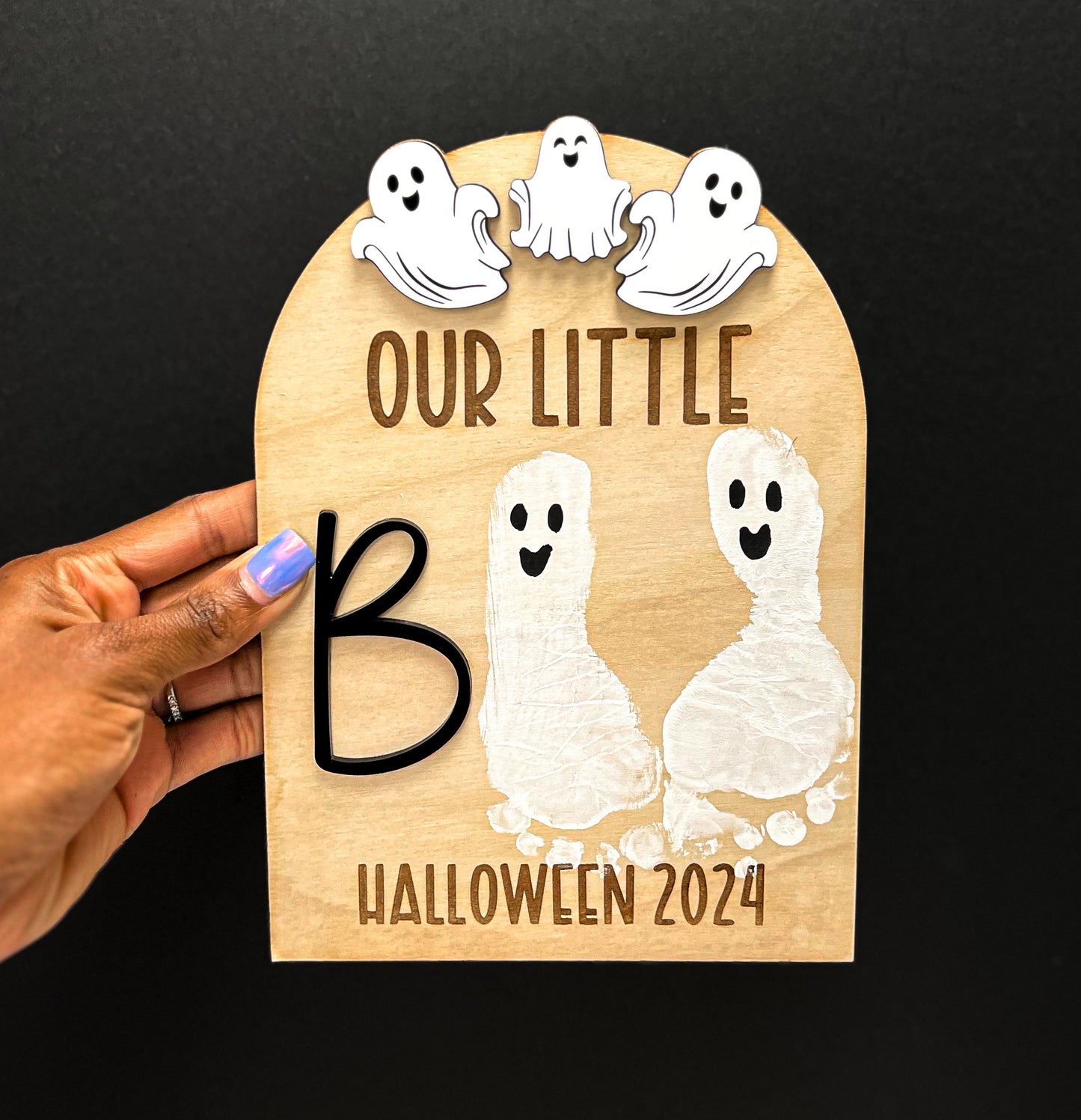 “Our Little Boo” Baby Footprint Sign