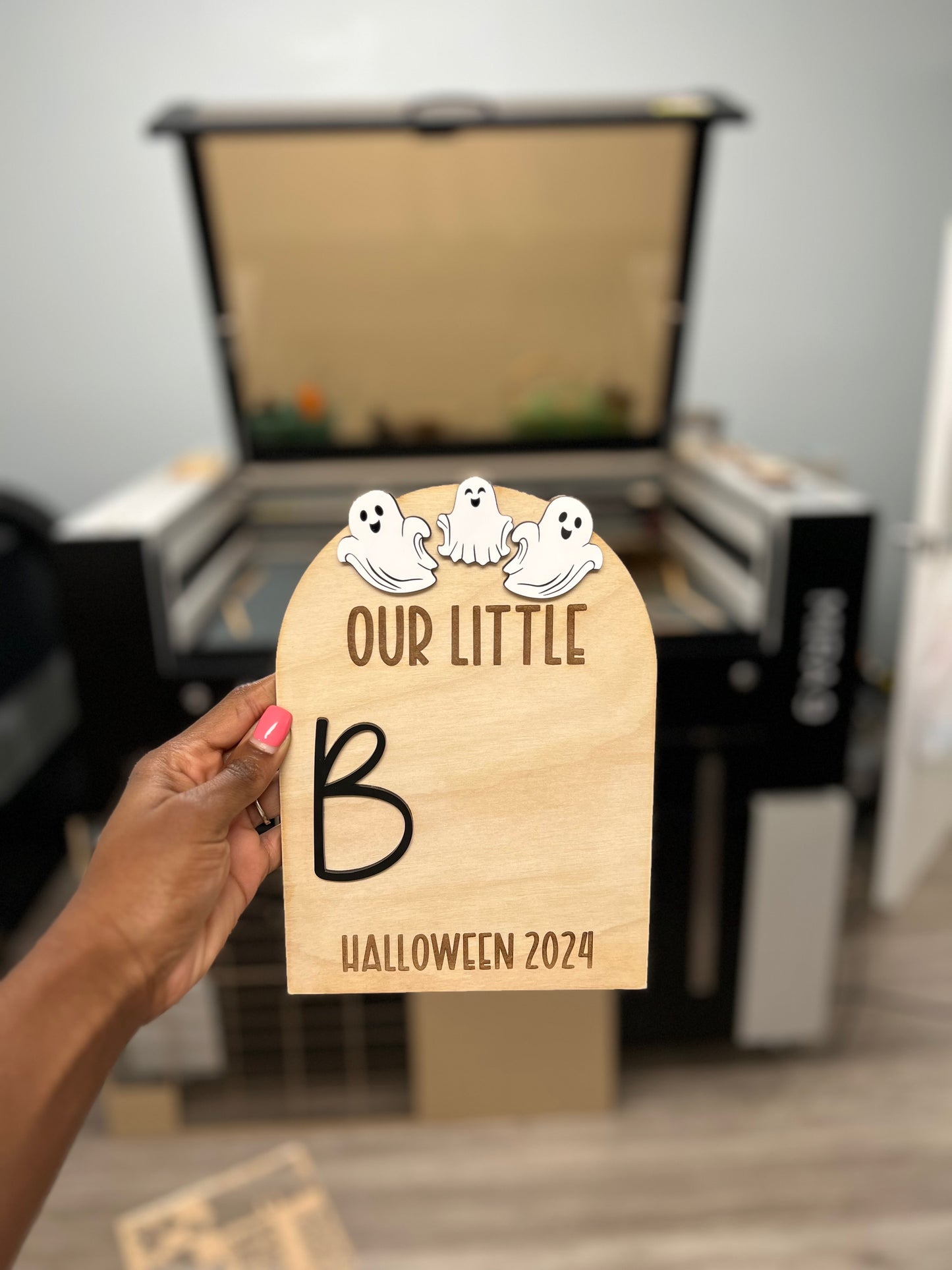 “Our Little Boo” Baby Footprint Sign