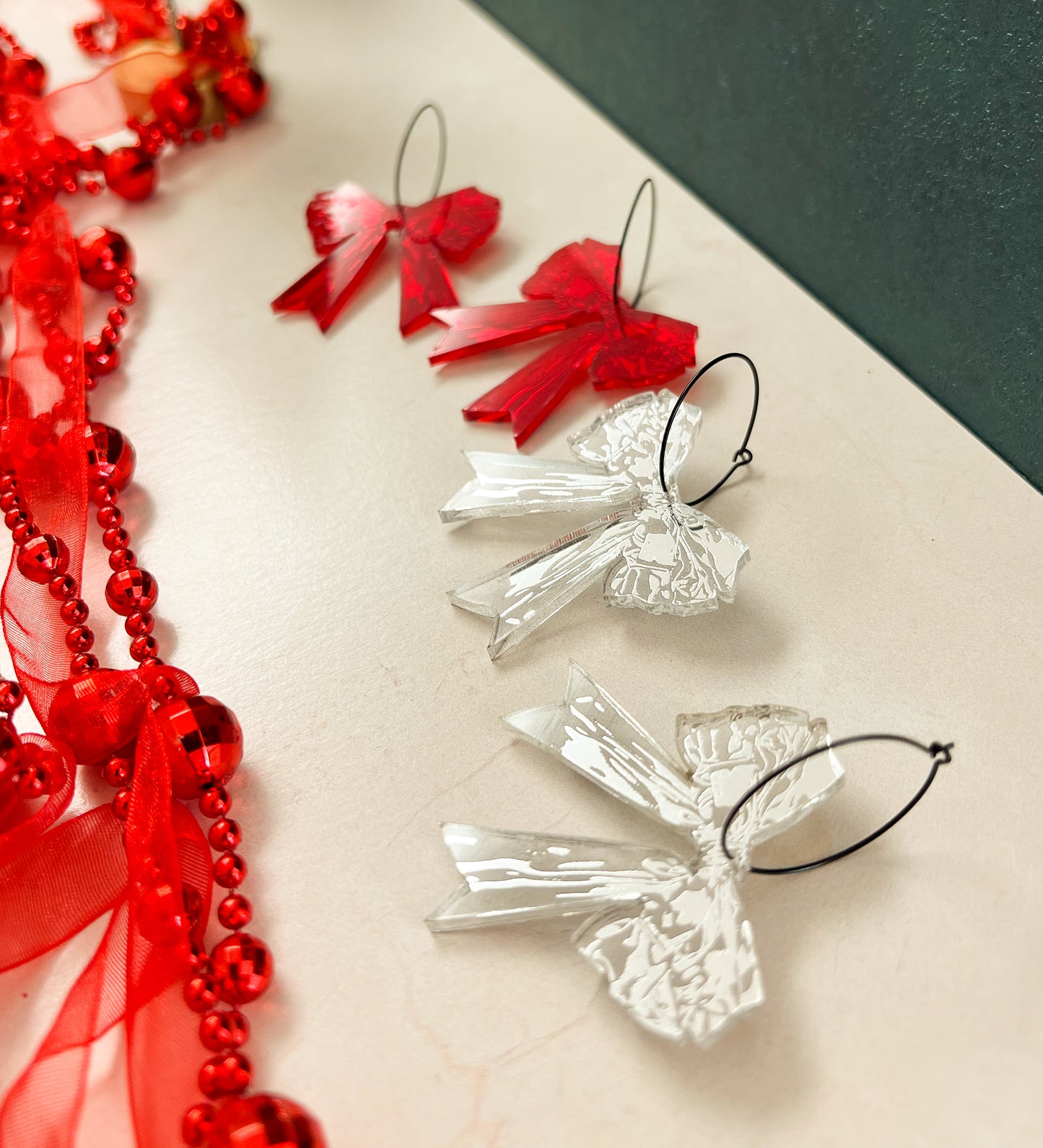 Foil Bow Hoop Earrings