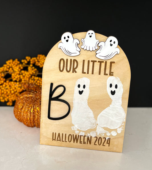 “Our Little Boo” Baby Footprint Sign