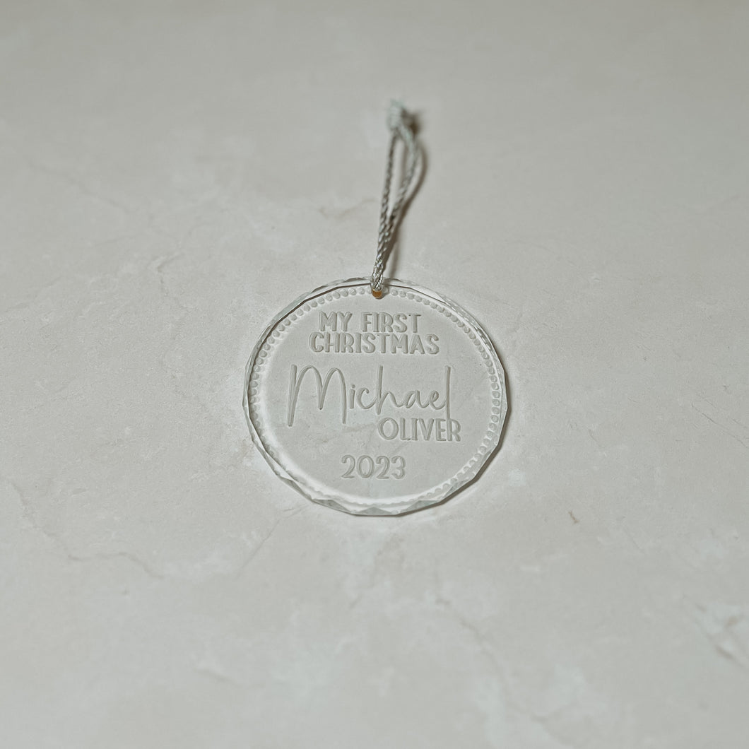 Baby's 1st Christmas - Engraved Crystal Ornament