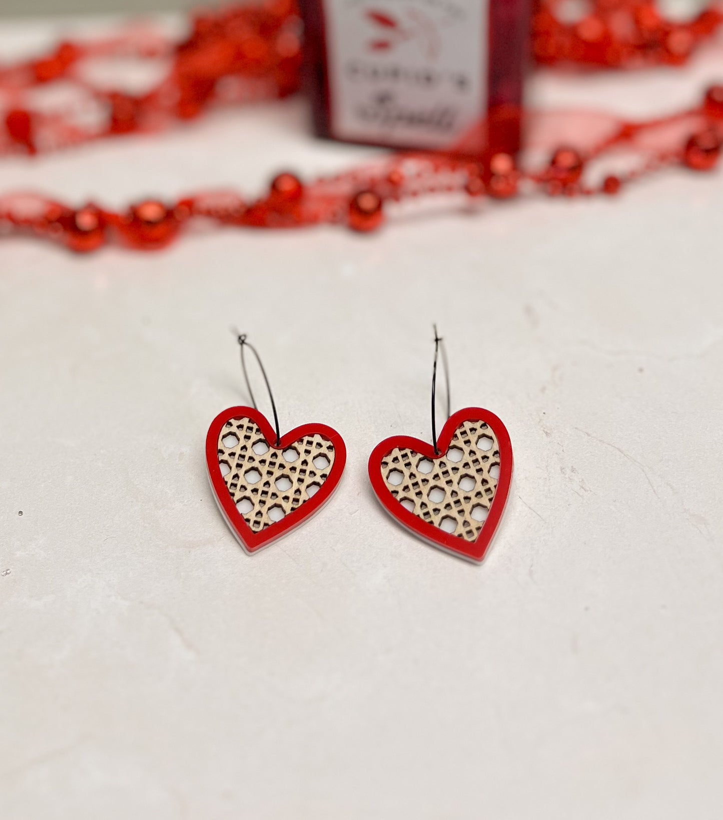 Rattan Heart Hoop Earrings